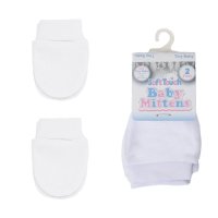 PRP113-W: White 2 Pack Premature Anti-Scratch Mittens